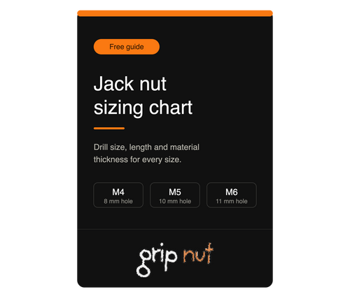 Jack Nut Sizing Chart